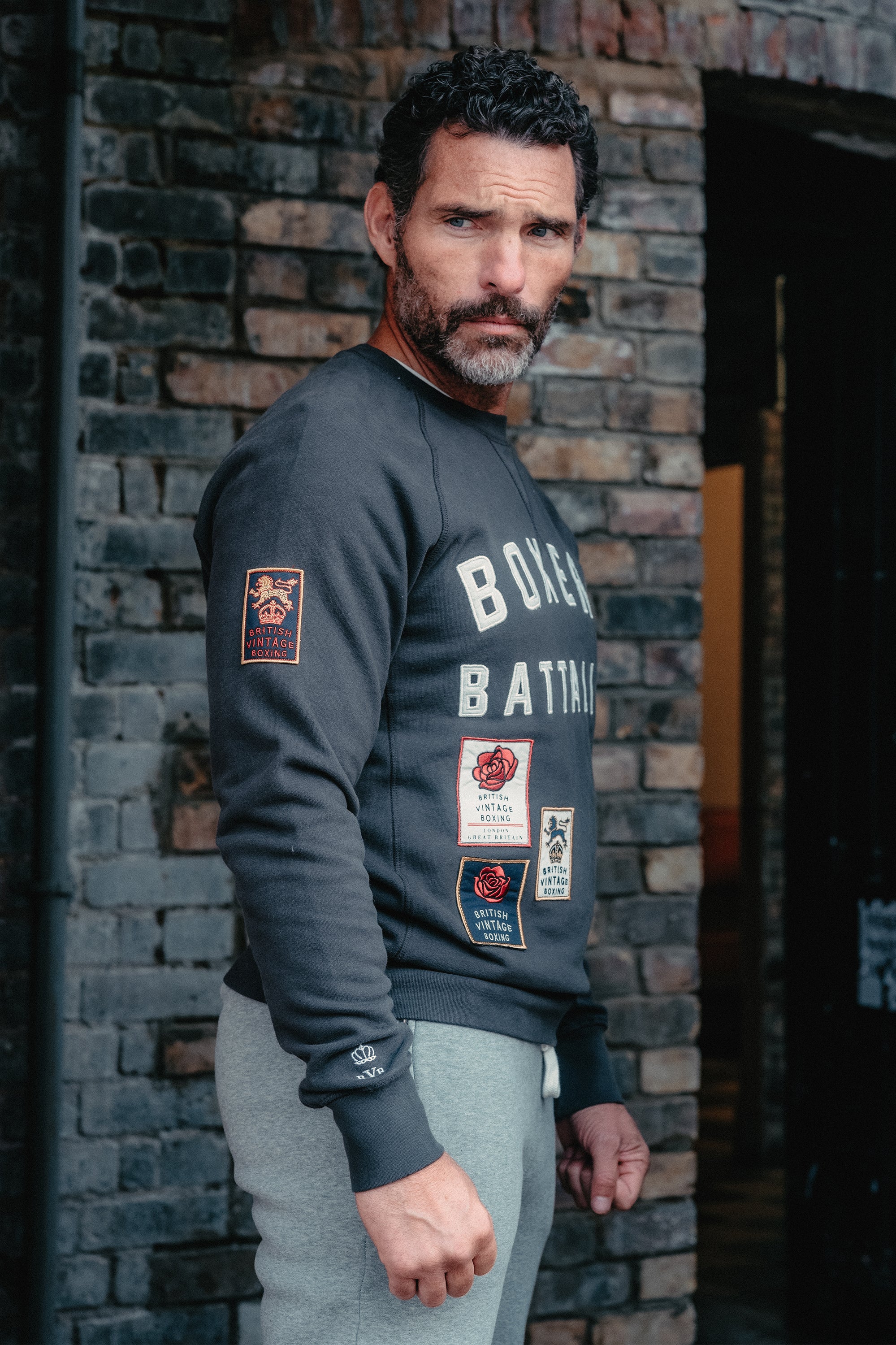 BOXERS BATTALION APPLIQUÉ PATCH SWEATSHIRT