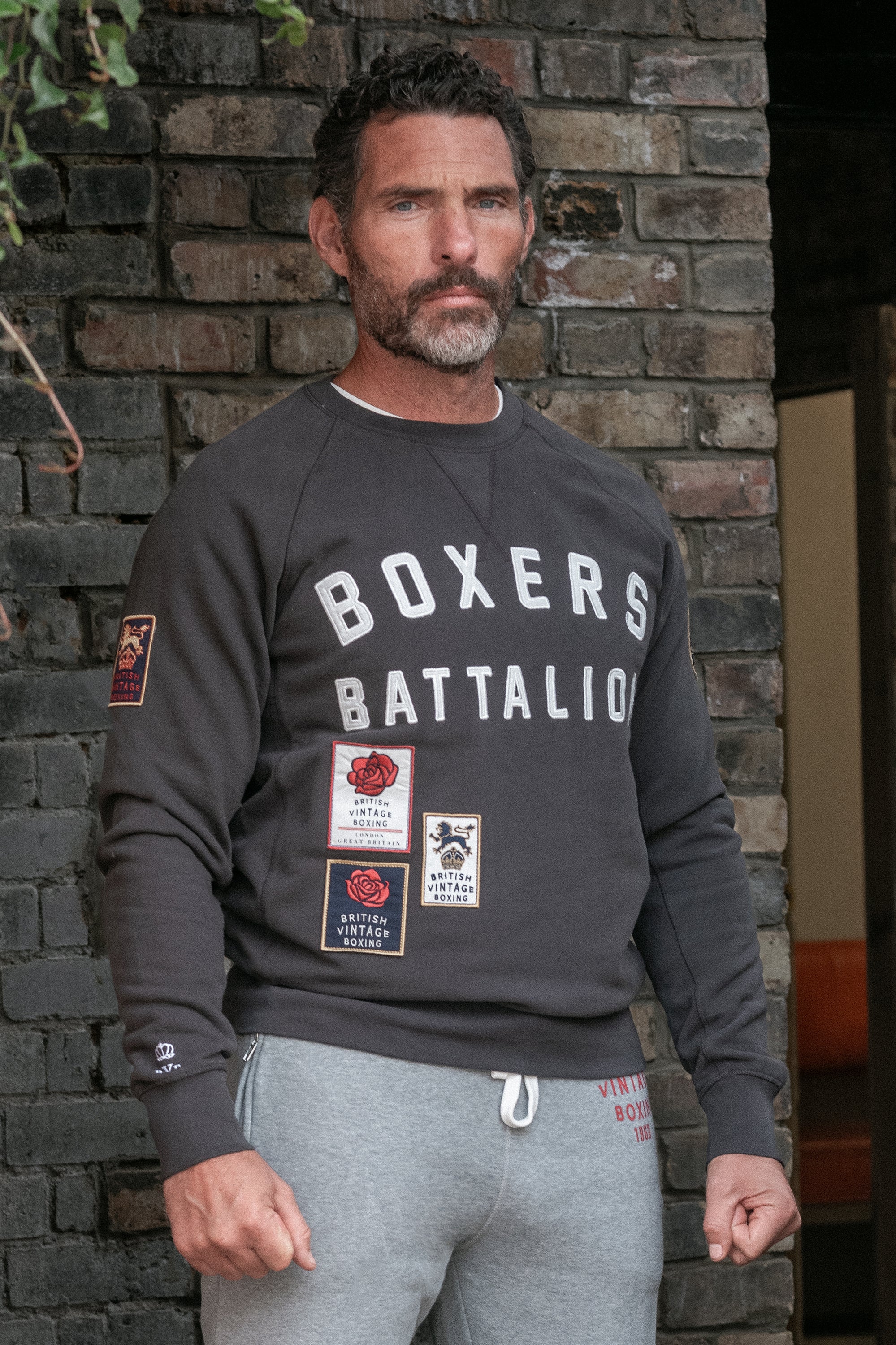 BOXERS BATTALION APPLIQUÉ PATCH SWEATSHIRT