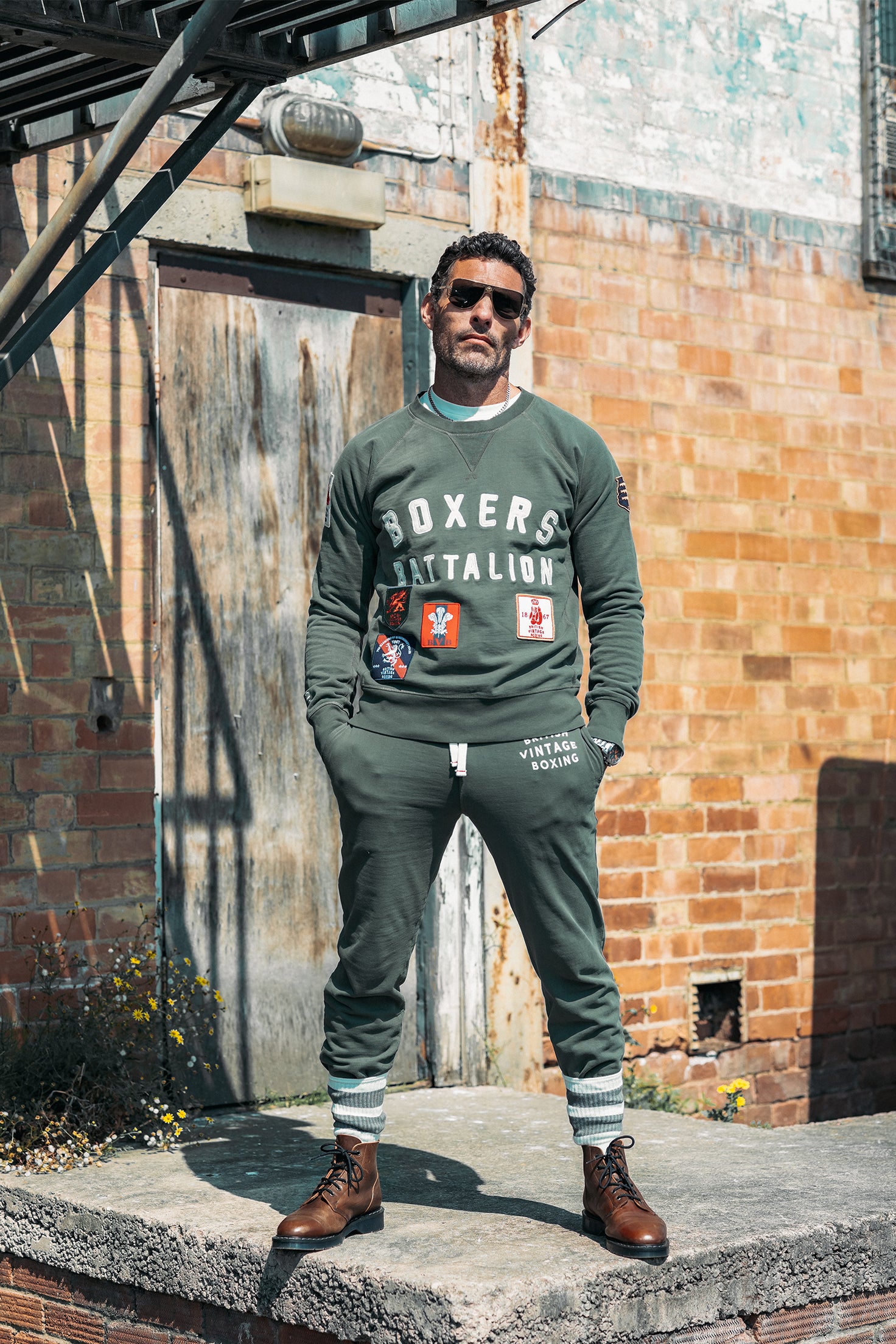 BOXERS BATTALION PATCH APPLIQUÉ CREWNECK SWEATSHIRT