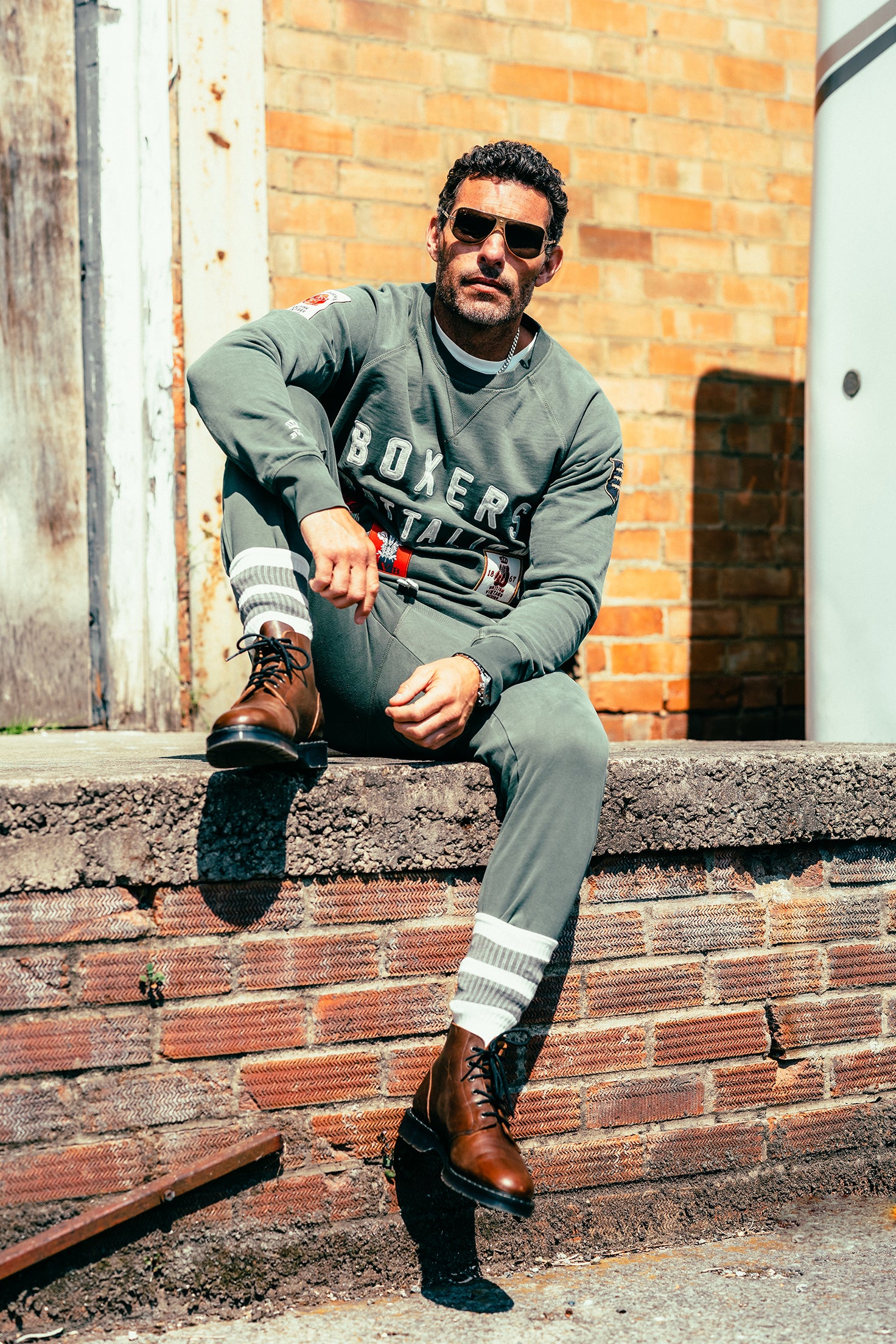 BOXERS BATTALION PATCH APPLIQUÉ CREWNECK SWEATSHIRT
