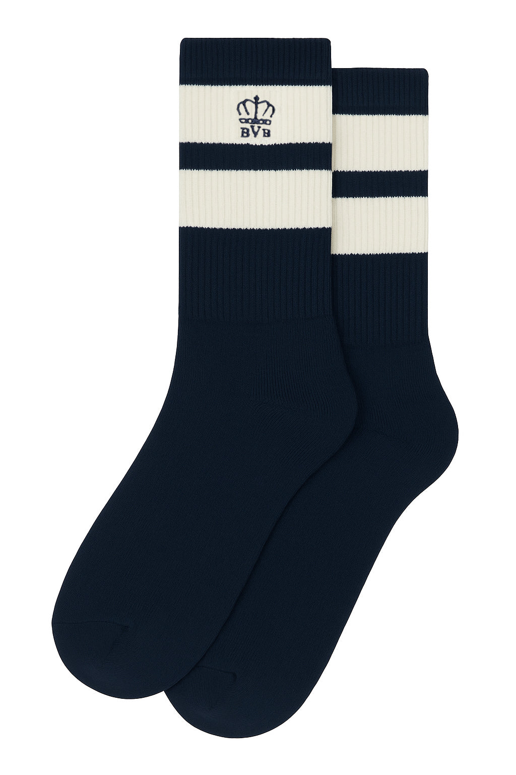 BVB STRIPED RIBBED COTTON-BLEND SOCKS - NAVY