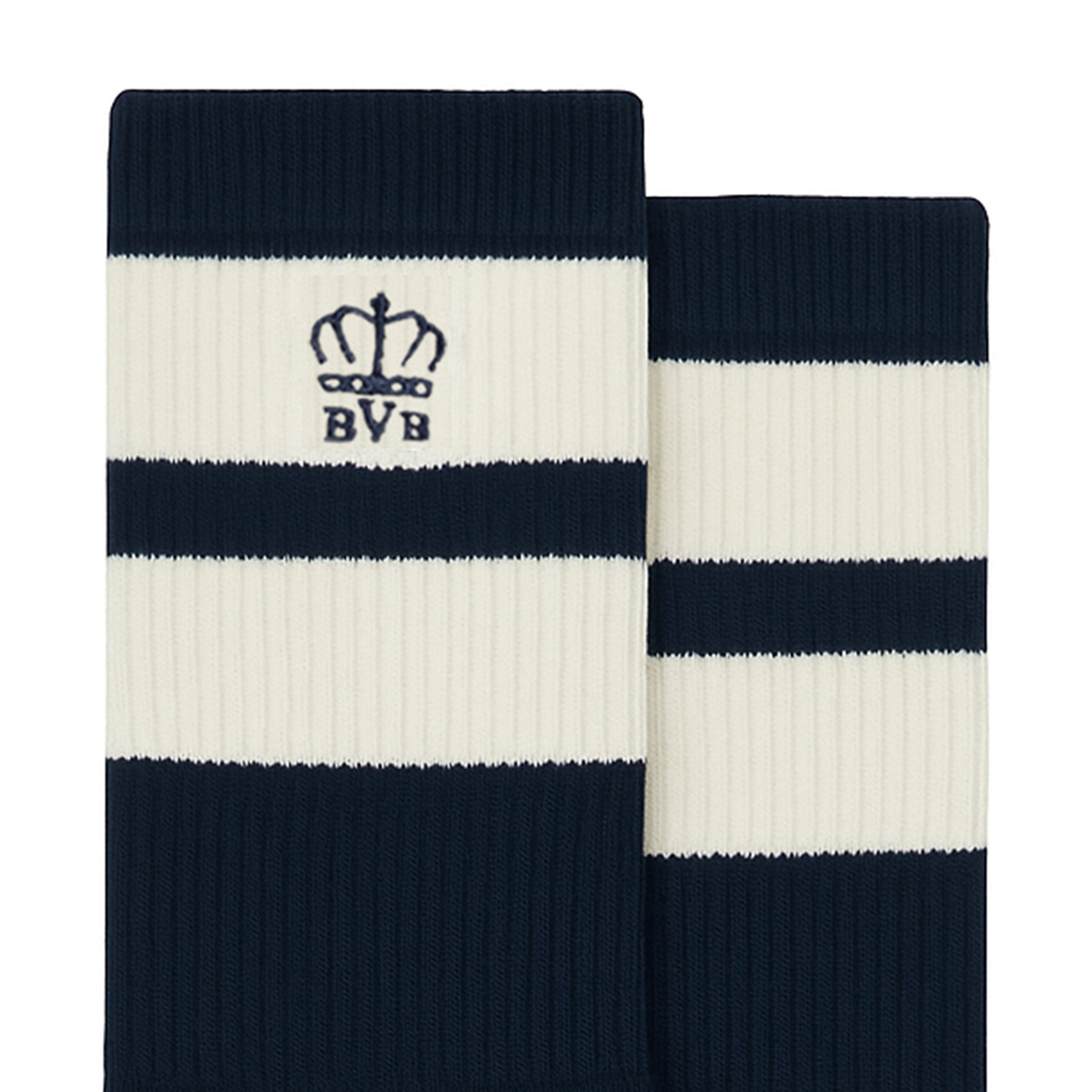 BVB STRIPED RIBBED COTTON-BLEND SOCKS - NAVY