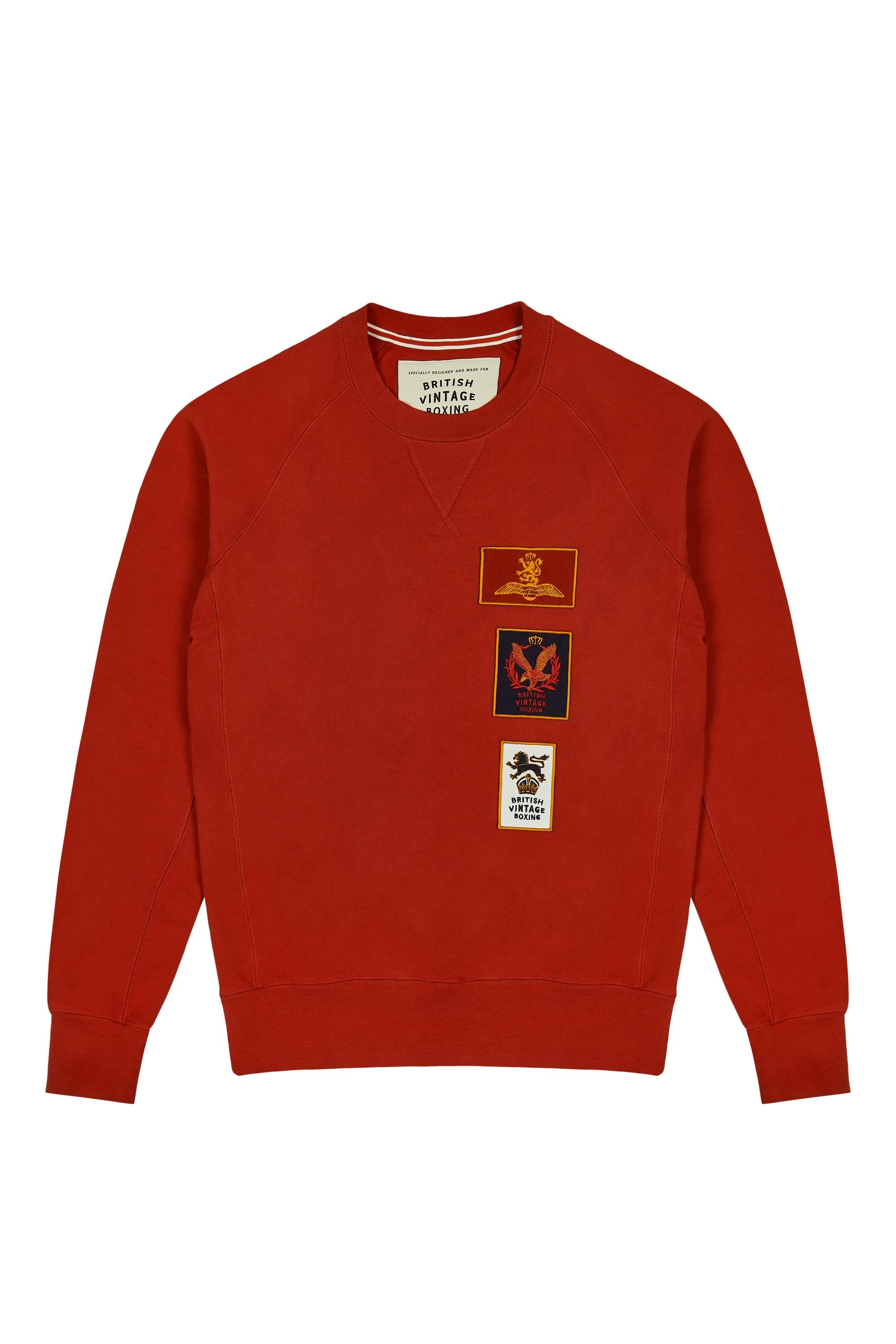 BOMBARDIER MILITARY PATCH CREWNECK SWEATSHIRT - FADED RED