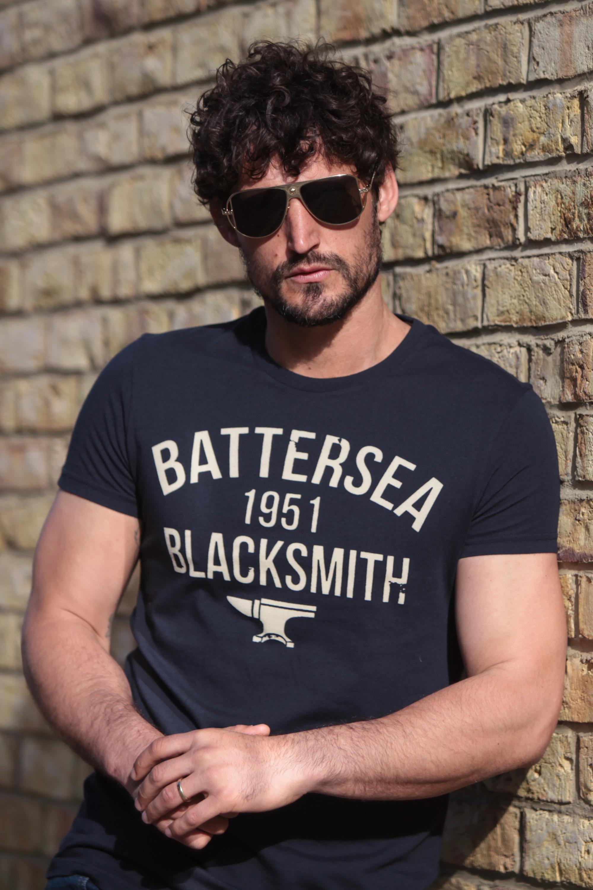 BROUGHTON BATTERSEA BLACKSMITH 1951 T-SHIRT - NAVY MARL