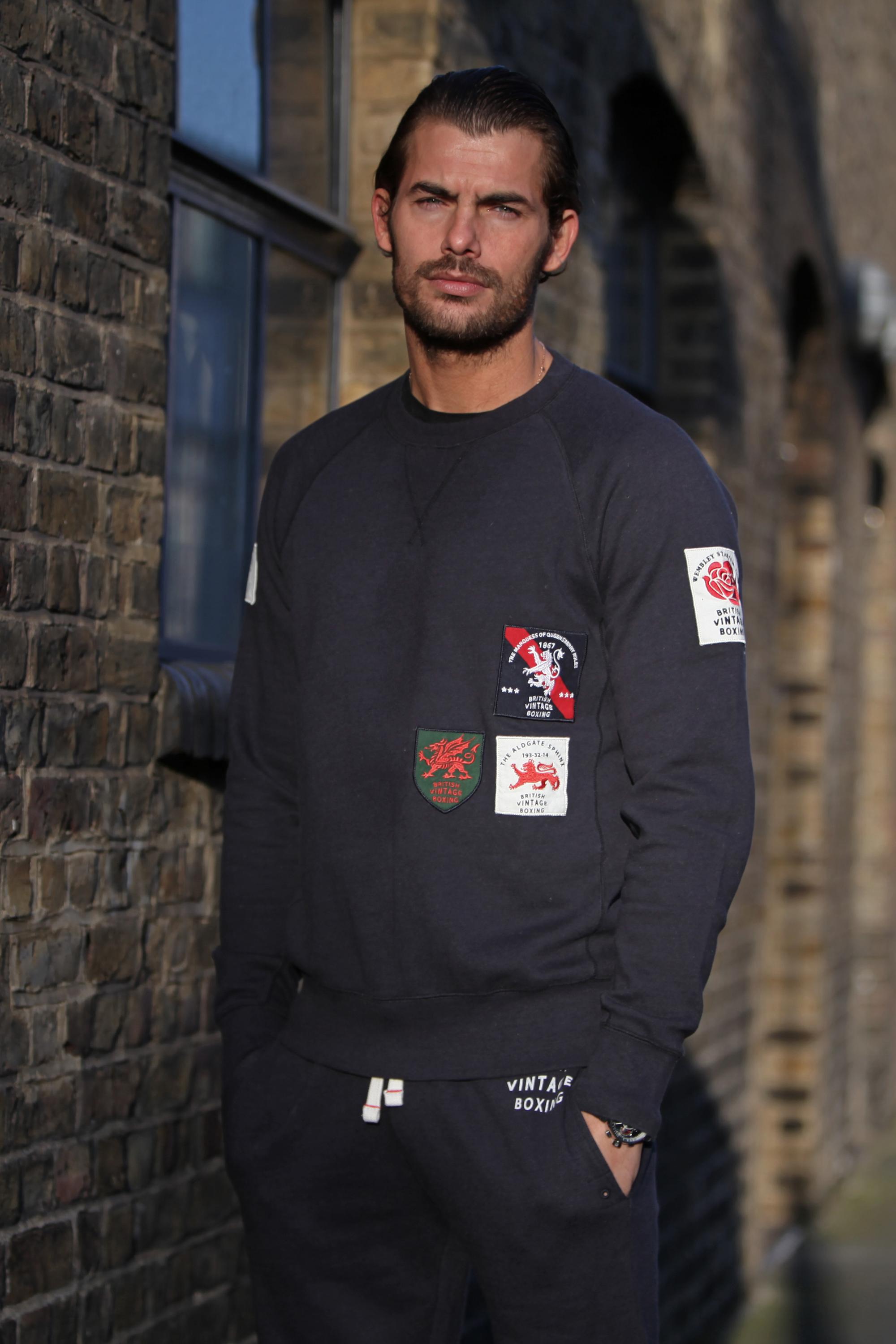 BOMBARDIER PATCH CREWNECK SWEATSHIRT - NAVY MARL