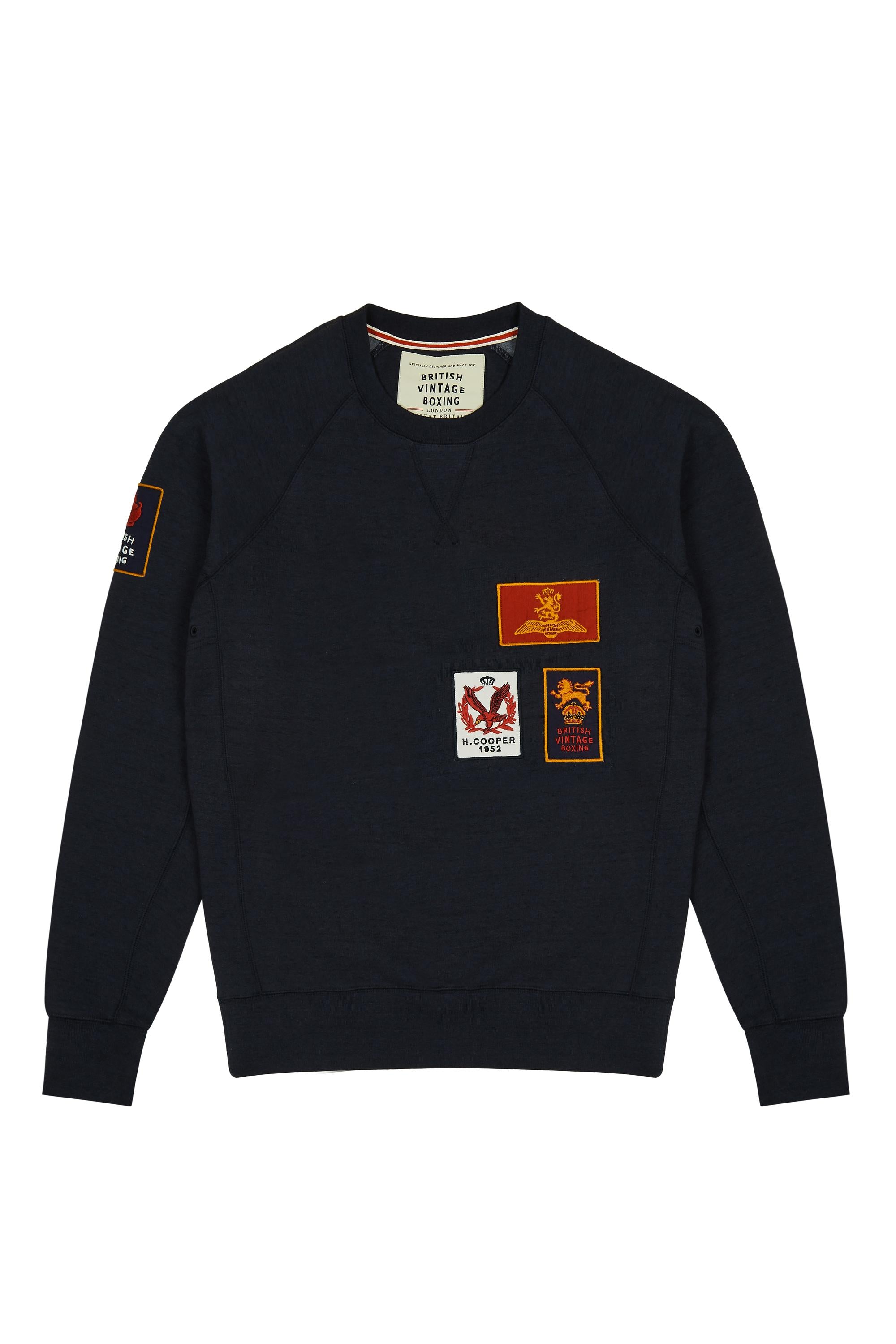 BOMBARDIER MILITARY PATCH CREWNECK SWEATSHIRT - NAVY MARL