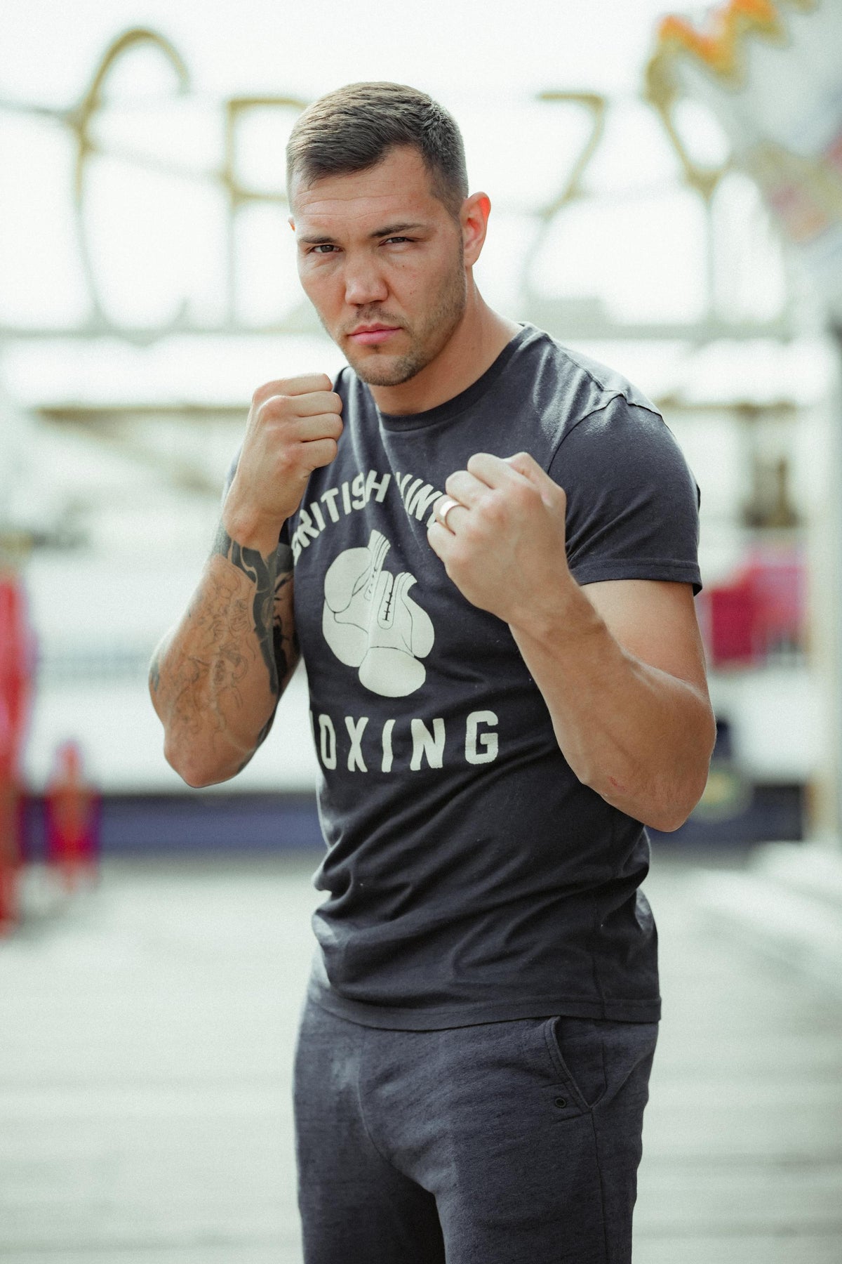 BROUGHTON BOXING GLOVES T-SHIRT - NAVY MARL