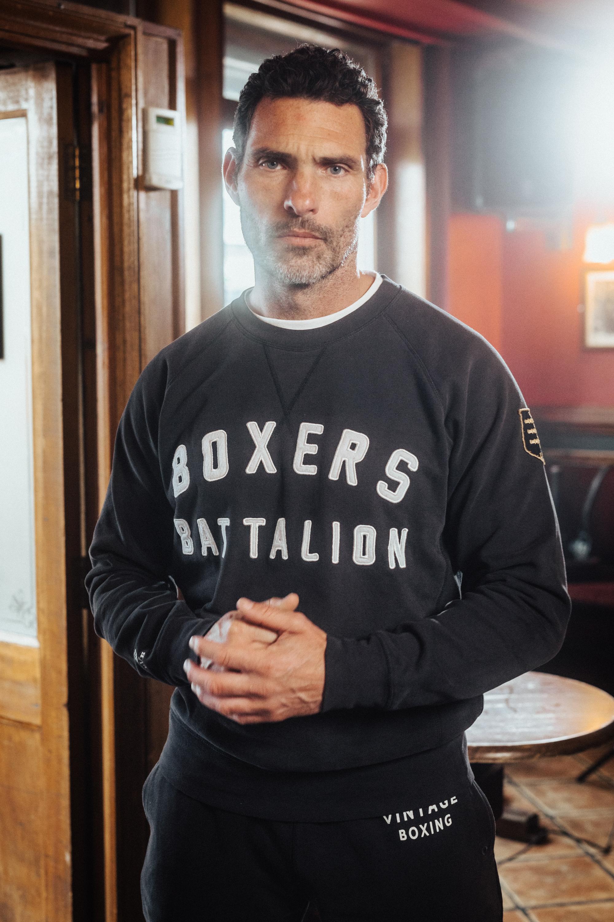 BOXERS BATTALION APPLIQUÉ CREWNECK SWEATSHIRT