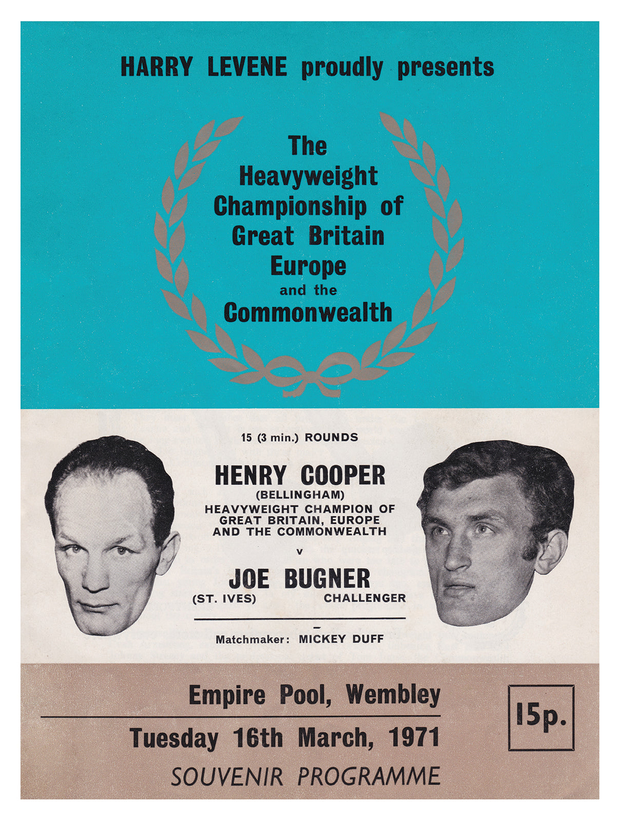 POSTER - HENRY COOPER vs. JOE BUGNER - 1971