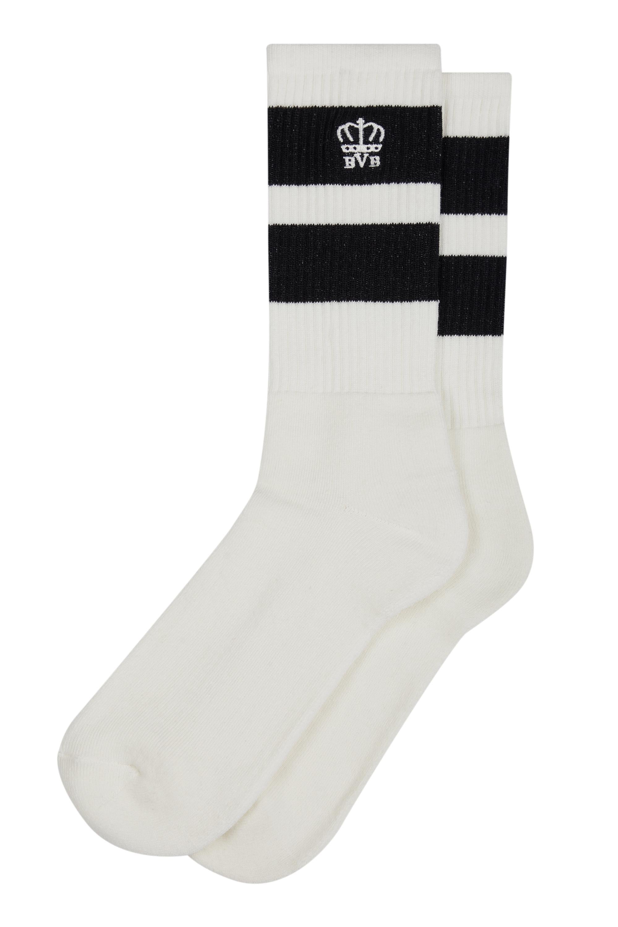 BVB STRIPED RIBBED COTTON - BLEND SOCKS - CHARCOAL